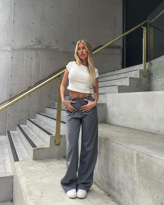 Aster wide pants - grey striped Top May 