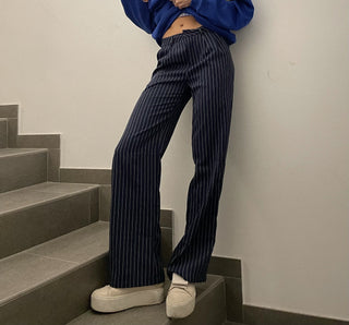Staple pants - blue striped Bukser May 